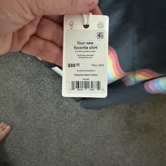 Marine Layer Charcoal Sweater with Multicolor Stripes - Picture 5 of 5